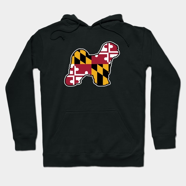 Tibetan Terrier Silhouette with Maryland Flag Hoodie by Coffee Squirrel